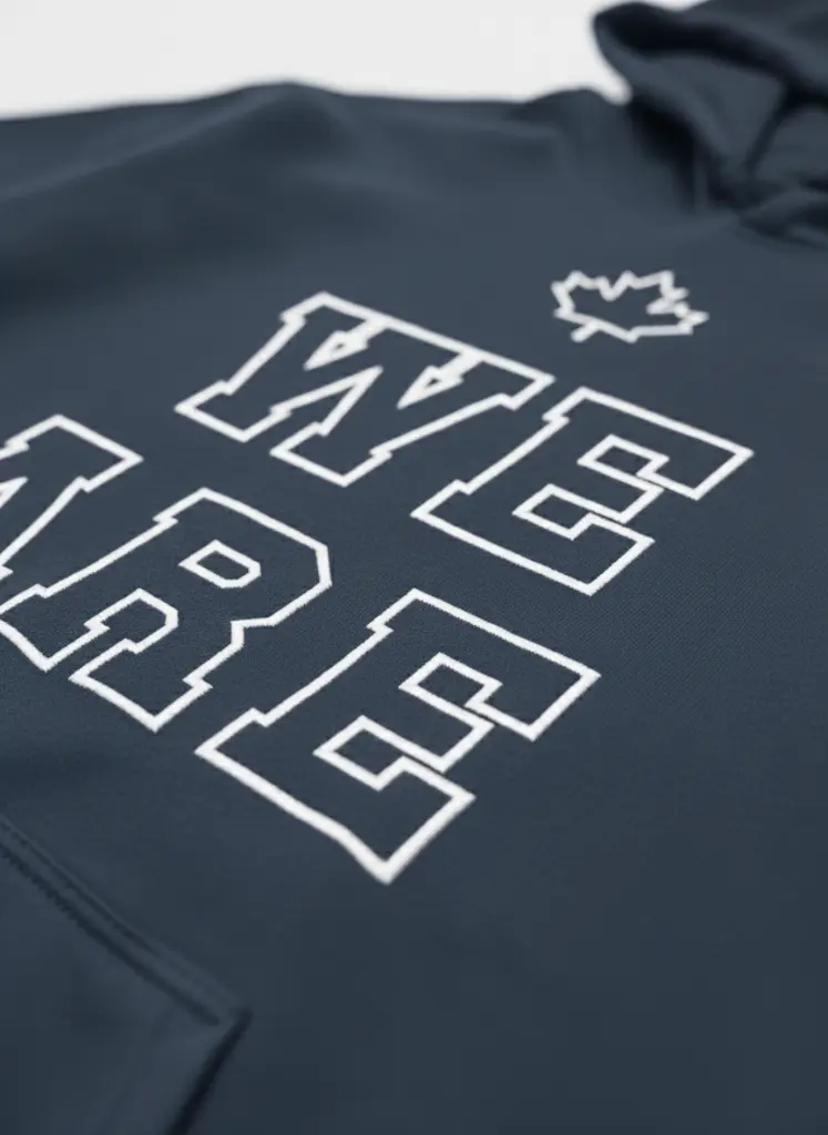 We Are Canadian - Embossed Canada Navy Hoodie