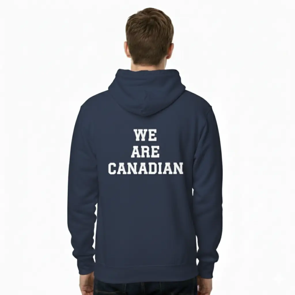 We Are Canadian - Embossed Canada Navy Hoodie