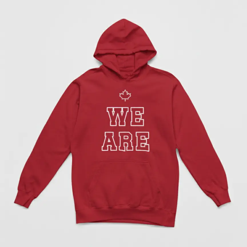 We Are Canadian - Embossed Canada Red Hoodie