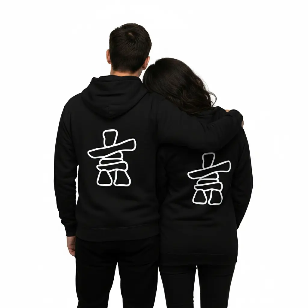 Inukshuk - Embossed Canada Black Hoodie