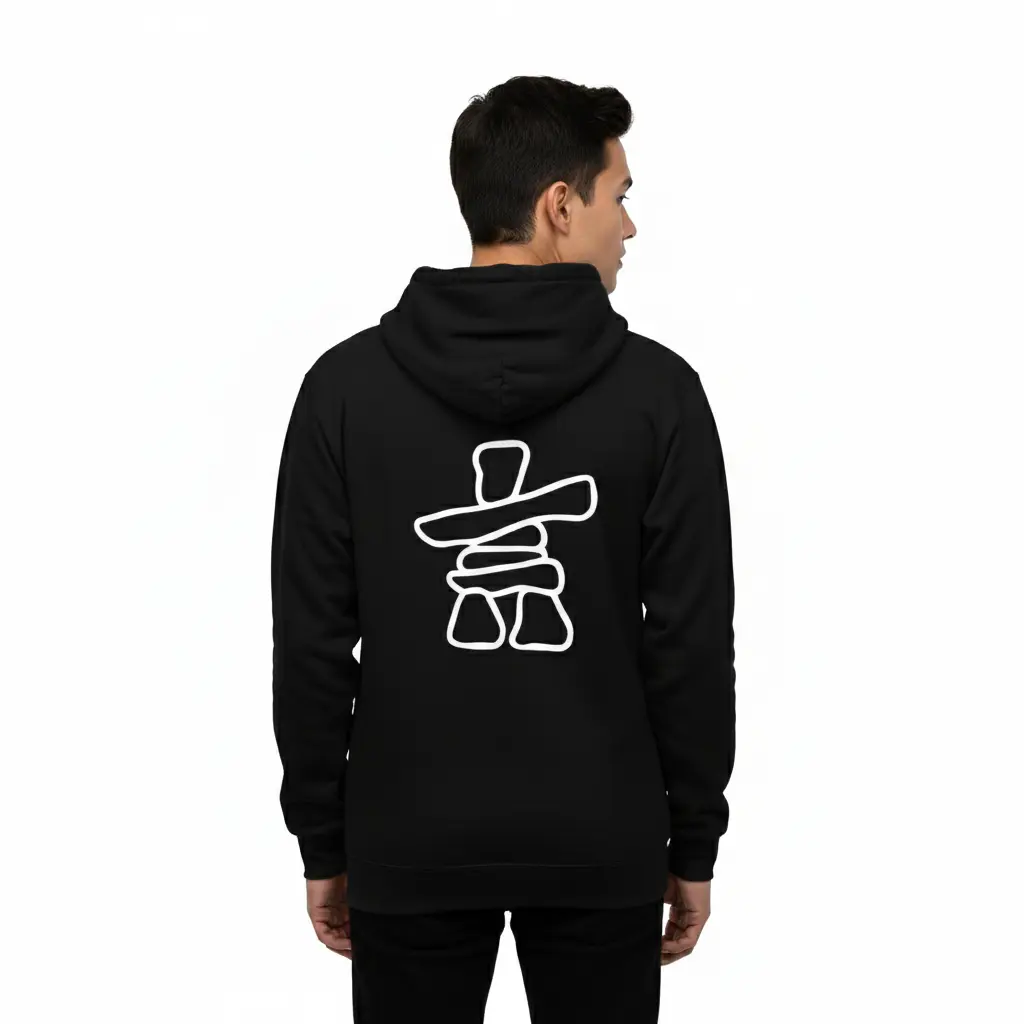 Inukshuk - Embossed Canada Black Hoodie