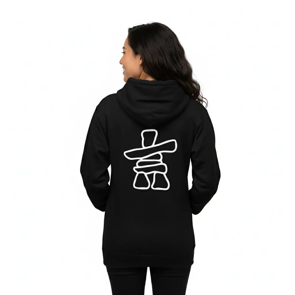 Inukshuk - Embossed Canada Black Hoodie