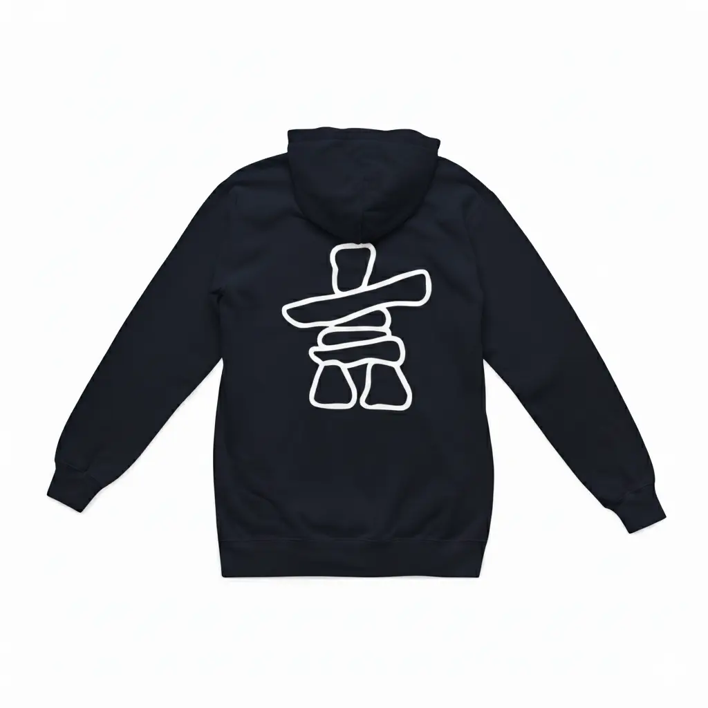 Inukshuk - Embossed Canada Navy Hoodie