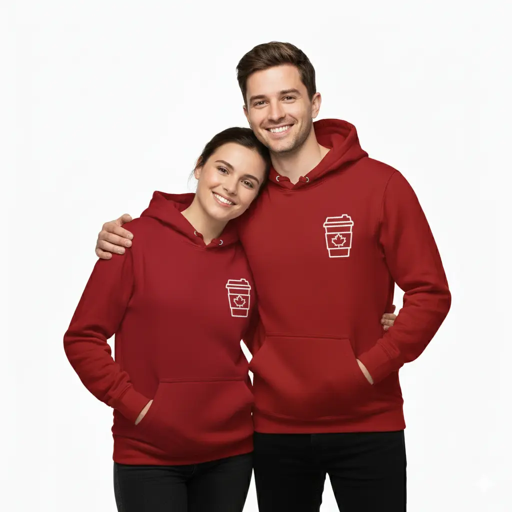 Double Double - Embossed Canada Red Hoodie