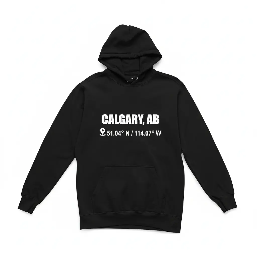 City Coordinates - Embossed Canada Black Hoodie
