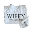 Personalized Embossed WIFEY Sweatshirt Contrast