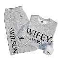 Personalized Embossed Puff WIFEY Sweatshirt & Joggers Set Contrast