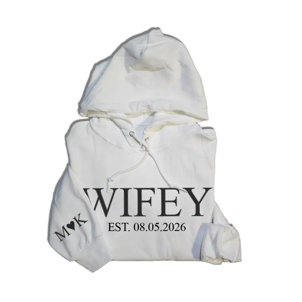 Personalized Embossed WIFEY/HUBBY Hoodie B&W Bundle