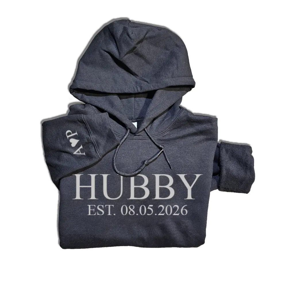 Personalized Embossed WIFEY/HUBBY Hoodie B&W Bundle