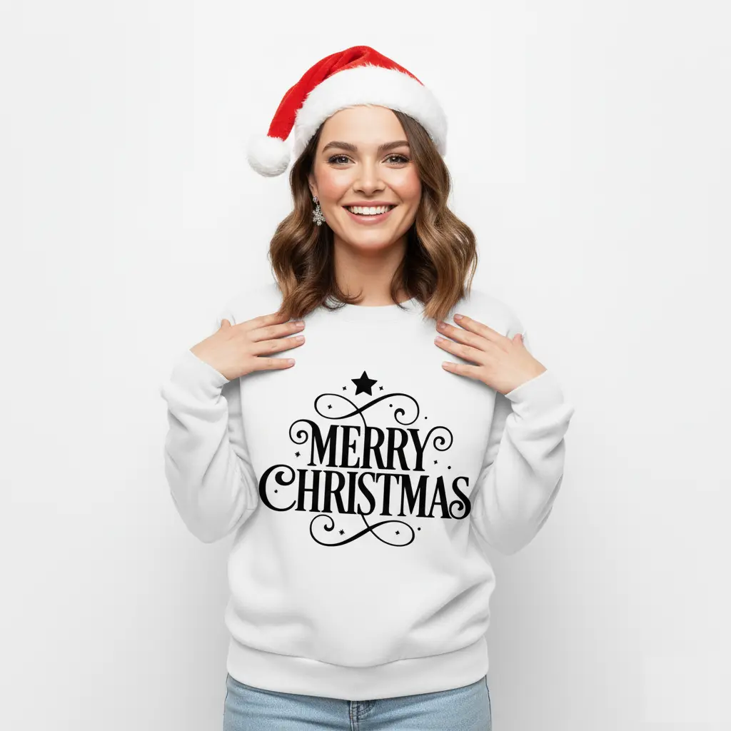 Embossed Merry Christmas Sweatshirt