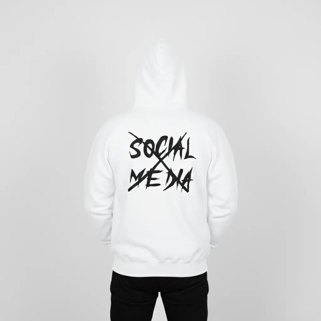 Social Media - Embossed Puff Back Hoodie White