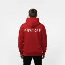 F!ck Off - Embossed Puff Back Hoodie Red