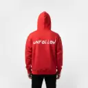 Unfollow - Embossed Puff Back Hoodie Red