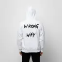 Wrong way - Embossed Puff Back Hoodie White
