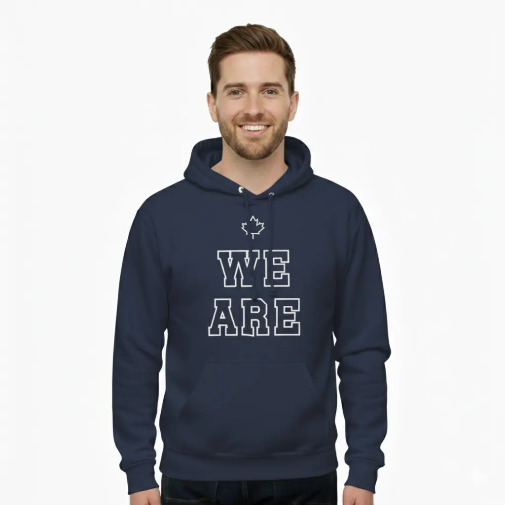 We Are Canadian - Embossed Canada Navy Hoodie