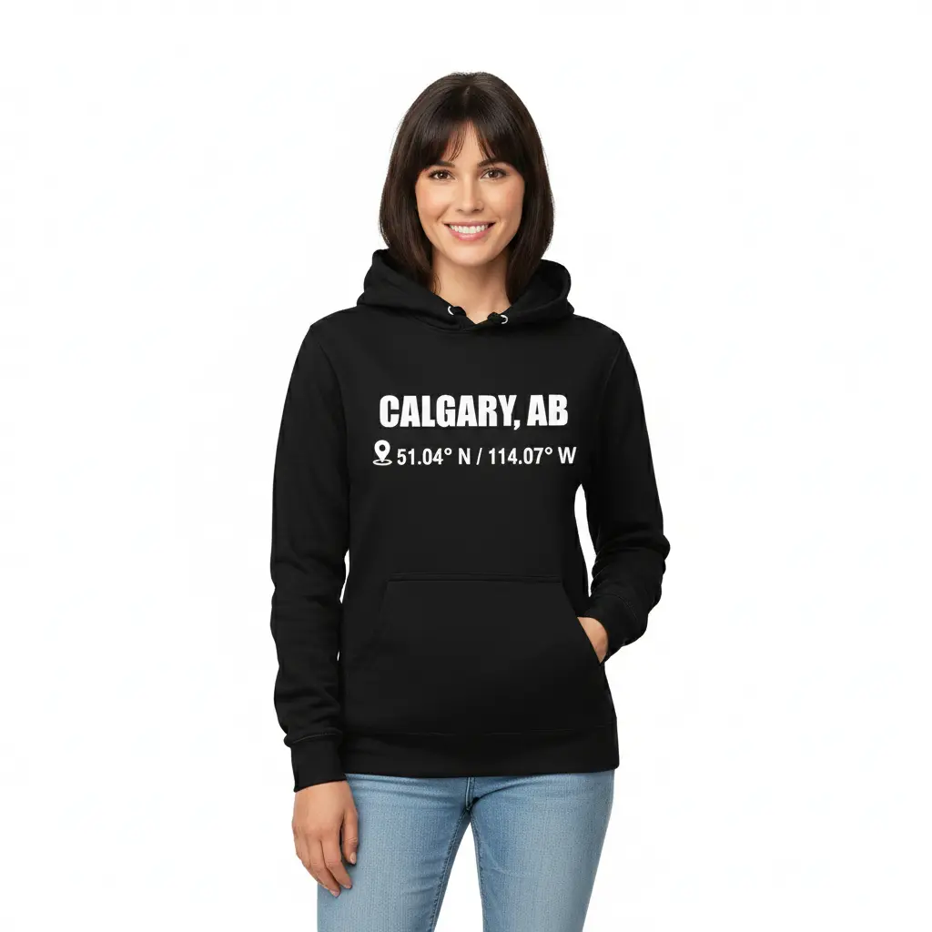 City Coordinates - Embossed Canada Black Hoodie