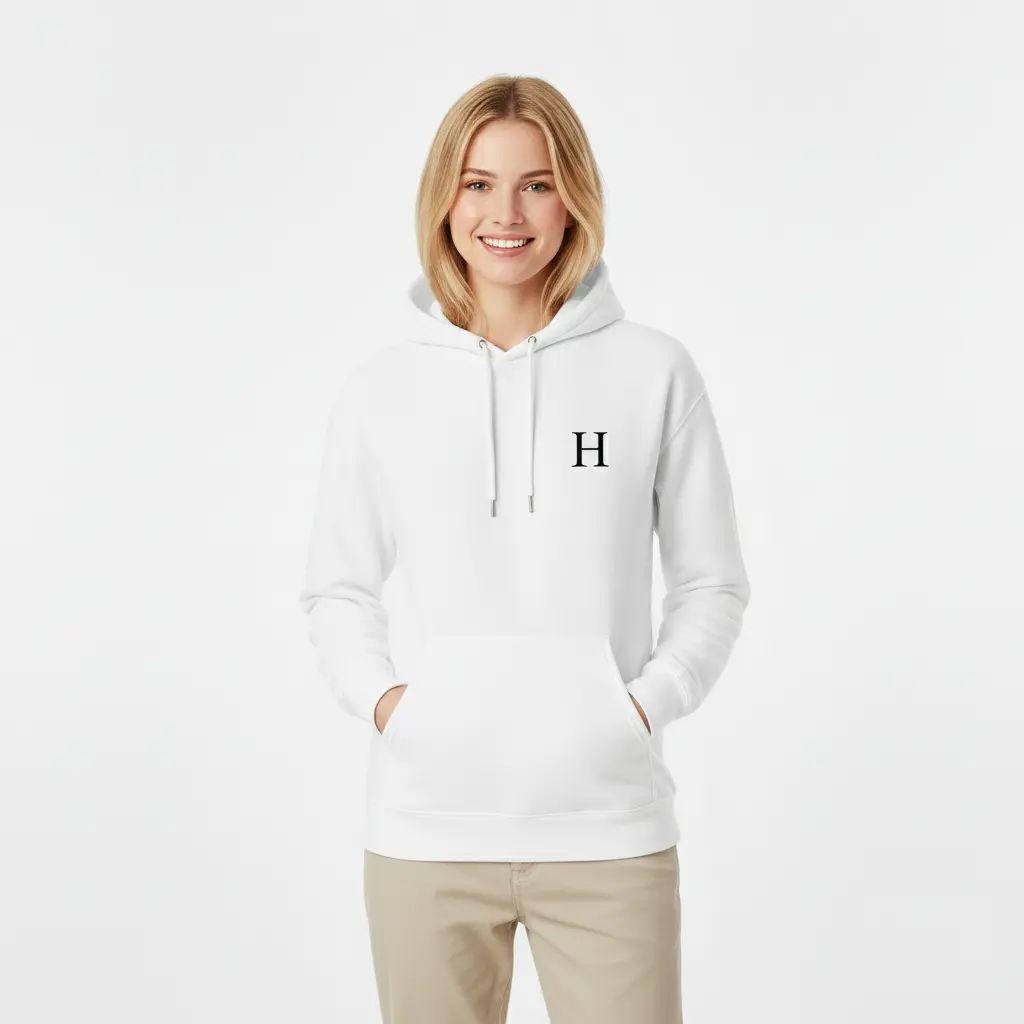 H - Havenoro - Embossed Essentials White Hoodie