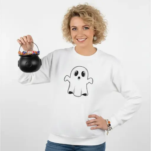 Embossed Spooky Ghost Sweatshirt