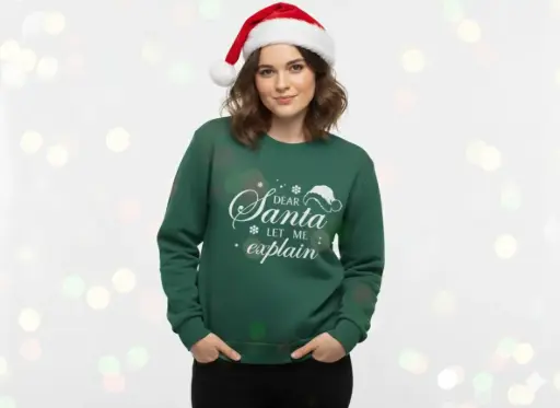 Embossed Santa let me explain Christmas Sweatshirt