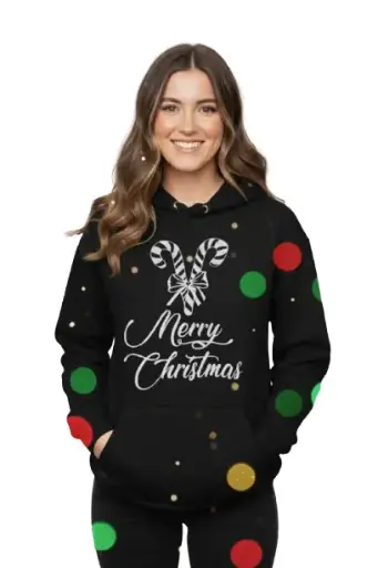 Embossed Candy Cane Christmas Hoodie