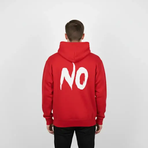 No - Embossed Puff Back Hoodie Red