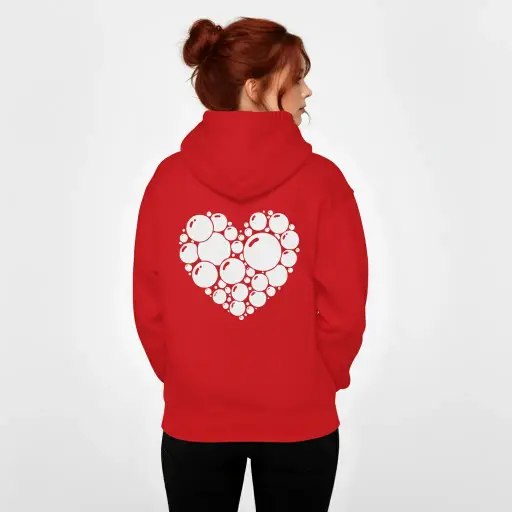 Heart - Embossed Valentines Red Hoodie