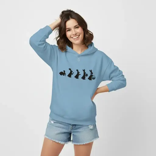 Easter Evolution - Embossed Easter Blue Hoodie