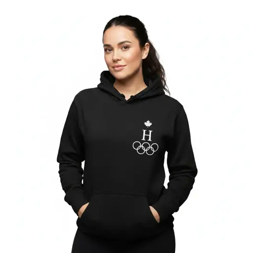 #1 - Olympic - Embossed Canada Black Hoodie
